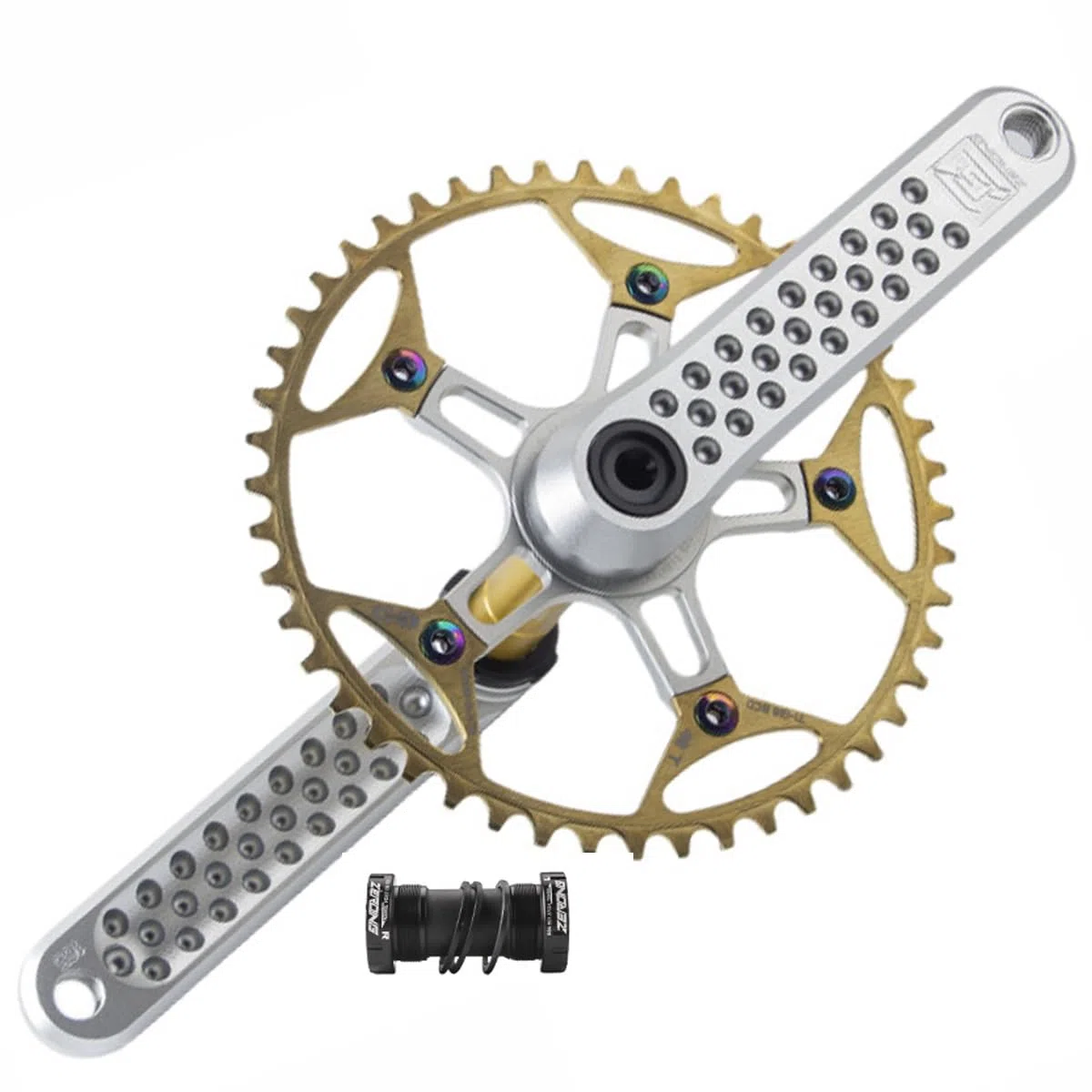 Pédalier intégré Creux pour vélo de Route, 165 à 175 mm, entraxe 130 BCD, Plateau Unique 48/52 Dents, Alliage, pour 8 ou 12 Vitesses, avec boîtier de pédalier.