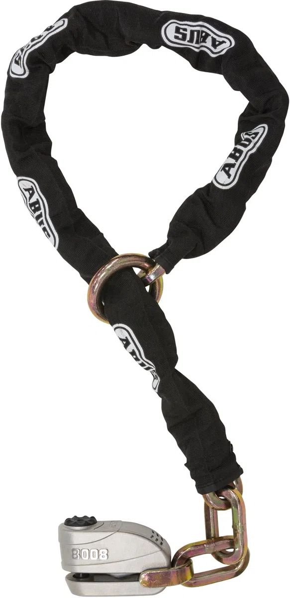 ABUS Combinaison serrure-chaîne Granit Detecto XPlus™ 8008/12KS120 - Antivol pour moto avec fonction alarme - Niveau de sécurité 20, noir