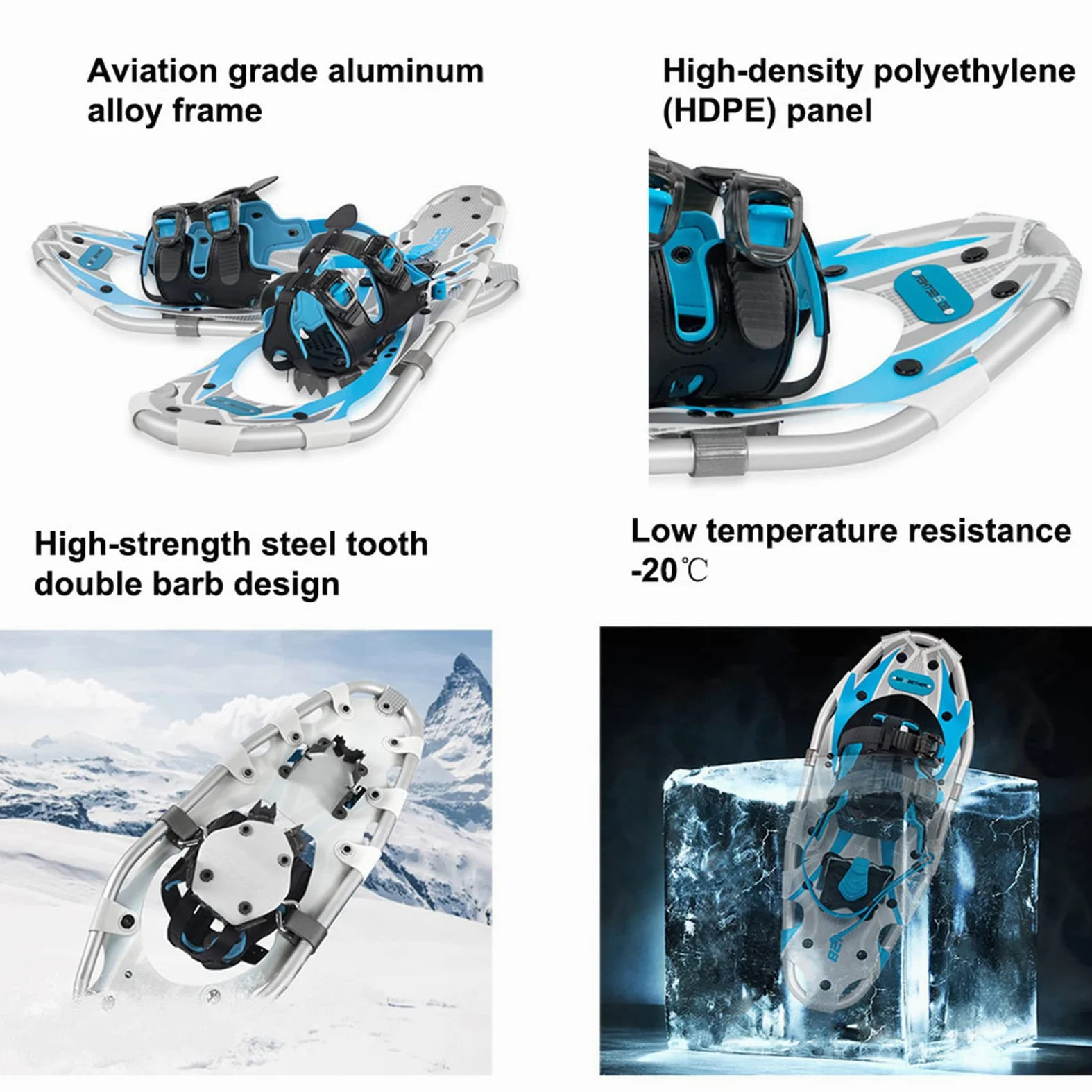 Raquettes À Neige 25/30 Pouces pour Hommes Et Femmes,Raquettes À Neige Tout Terrain en Alliage D'aluminium,avec Reliure Entièrement Réglable Et Sac De Transport,30 inch