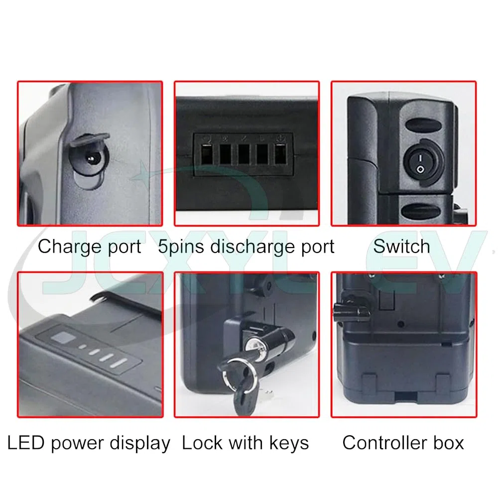 Batterie Lithium 36V/24V pour Porte-Bagages arrière de vélo électrique