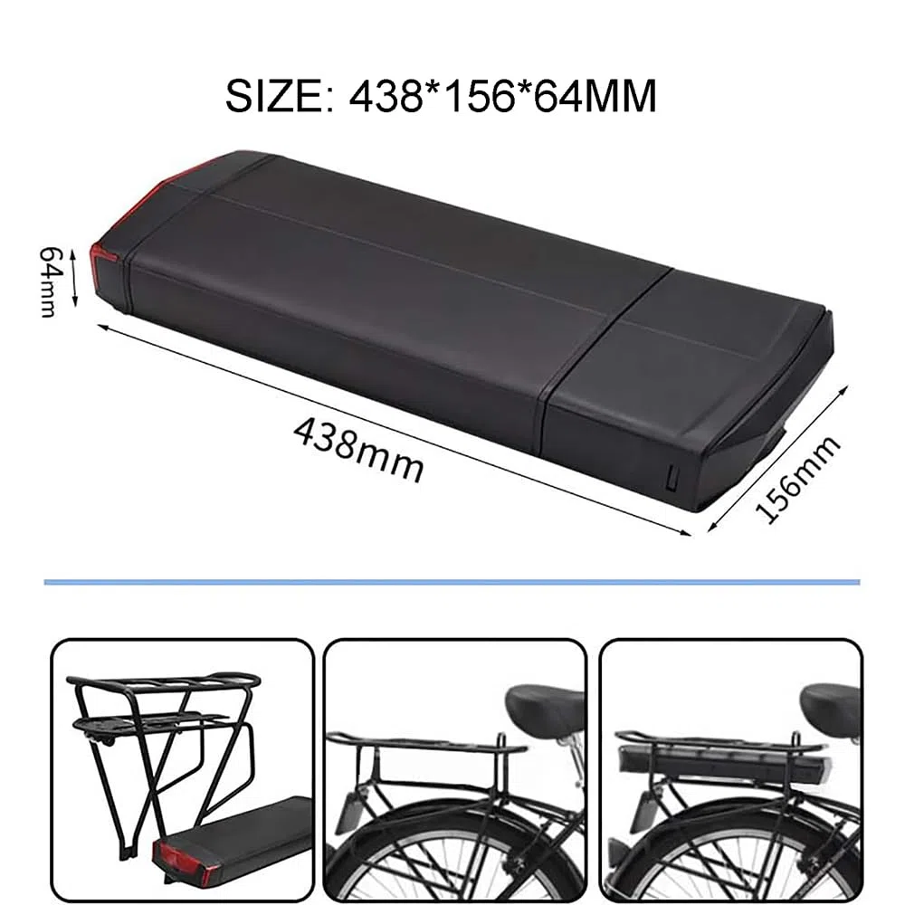 Batterie Lithium pour Porte-Bagages arrière de vélo électrique (36 V, 48 V, 10,4 Ah, 13 Ah, 15 Ah, 17 Ah)