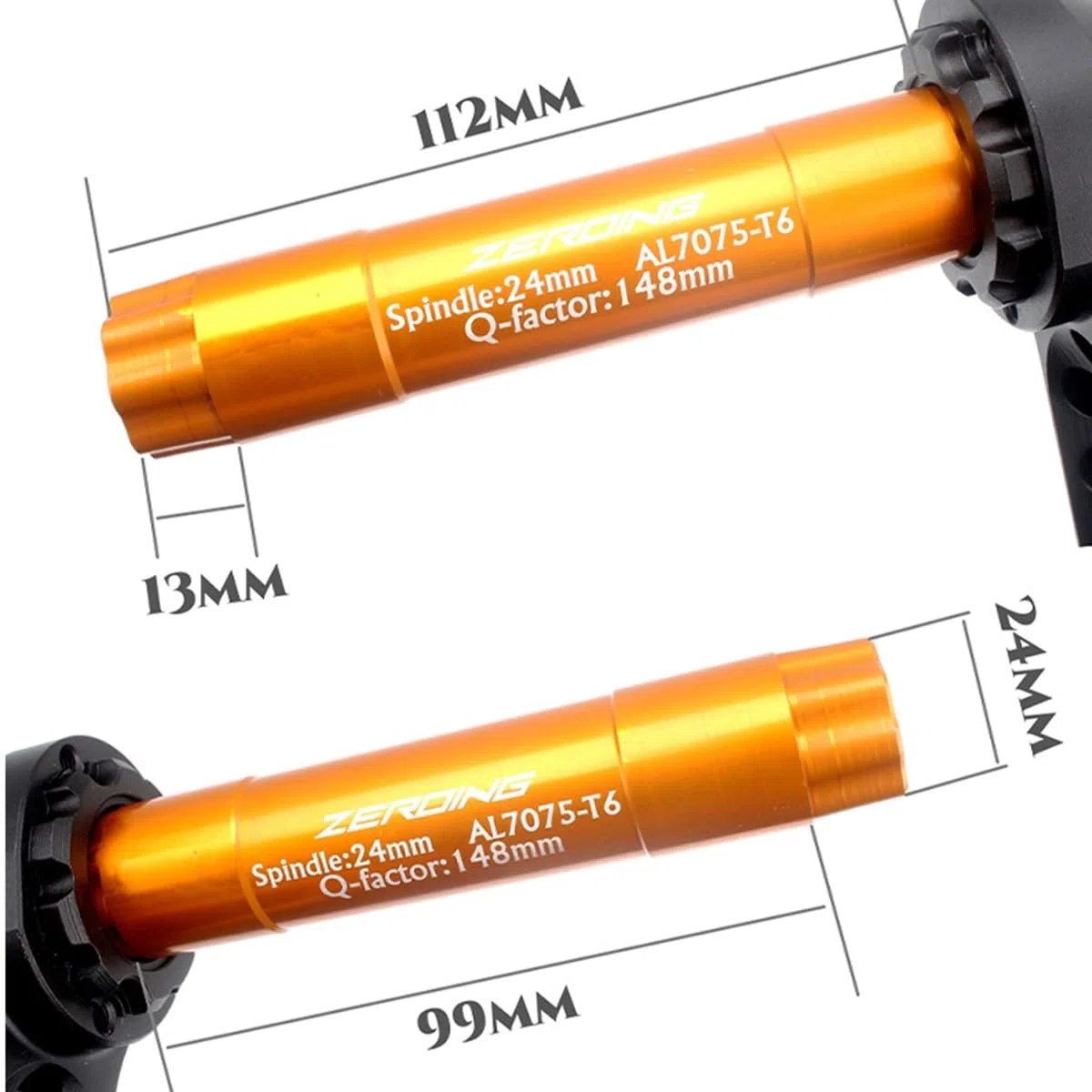 Pédalier intégré Creux pour vélo de Route, 165 à 175 mm, entraxe 130 BCD, Plateau Unique 48/52 Dents, Alliage, pour 8 ou 12 Vitesses, avec boîtier de pédalier.
