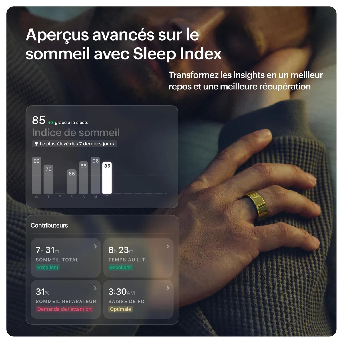 ULTRAHUMAN Ring AIR – Bague connectée de Suivi de santé, Choisissez d’Abord Votre Taille grâce au kit de Mesure ; Suivi du Sommeil ; Bague Intelligente pour Hommes et Femmes (Or Bionique, 7)