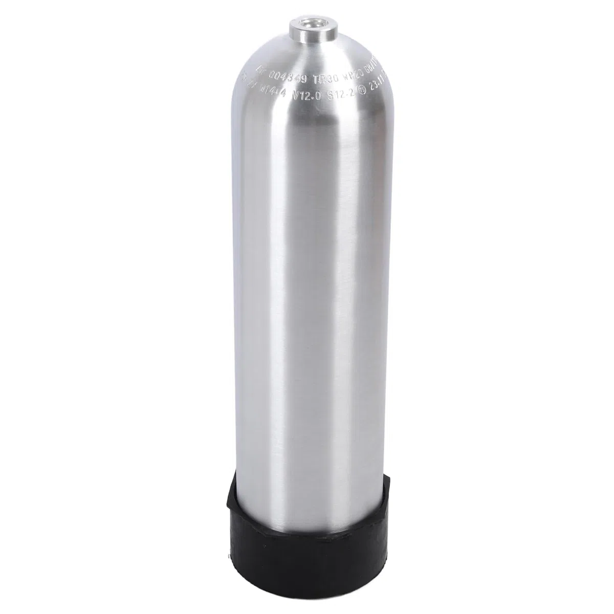 Bouteille de plongée Professionnelle 12 L en Alliage d'aluminium Poli, Haute Pression, Portable, avec raccord de Valve et Base.