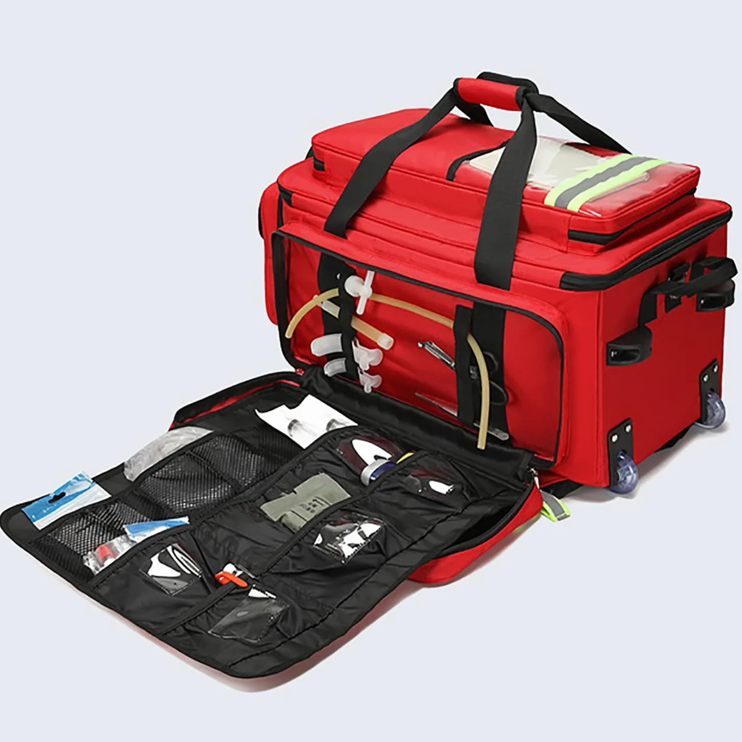 Trousse de premiers secours Sac à roulettes de grande capacité Sac médical à roulettes Sac de premiers intervenants Sac de voyage portable d'urgence médicale Sac de voyage vide avec compartiments