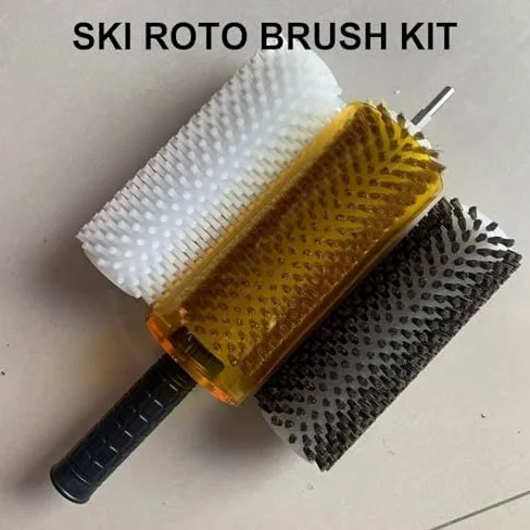 Kit de brosse de cire de ski avec axe de manche et 3 brosses en nylon et crin de cheval pour snowboard épilation à la cire avec perceuse électrique