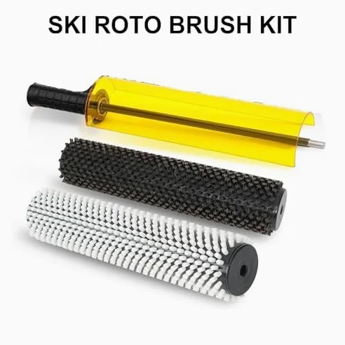 Kit de brosse de cire de ski avec axe de manche et 3 brosses en nylon et crin de cheval pour snowboard épilation à la cire avec perceuse électrique