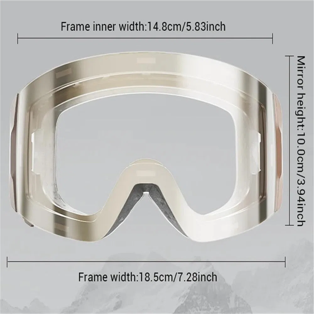 Lunettes de ski élégantes pour hommes et femmes, antibuée, magnétiques, à large champ de vision, pour la randonnée et l'alpinisme en plein air, avec protection contre le vent et les UV, argent cla