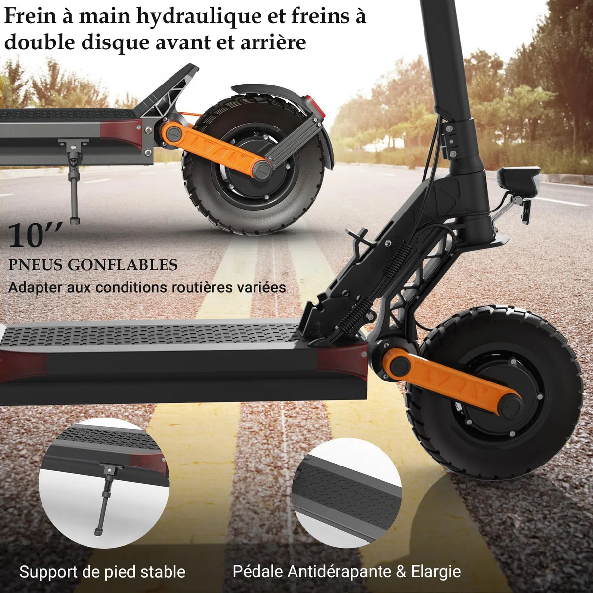 JOYOR Trottinette Electrique Adulte Sportive Professionelle S8S Double Moteurs 2 * 600W Batterie 48V 26Ah Trotinette Electrique Autonomie70-90KM Double Suspension, Noir