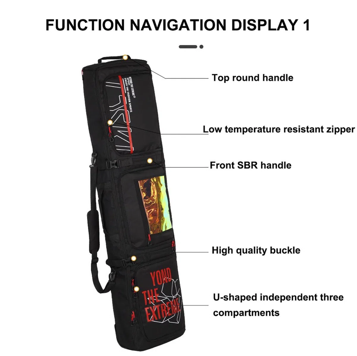 Sac De Snowboard avec roulettes Sac À Skis À Double roulettes Grand Sac À Chaussures De Ski Et Casque À Compartiments Multiples pour Les Voyages en Avion