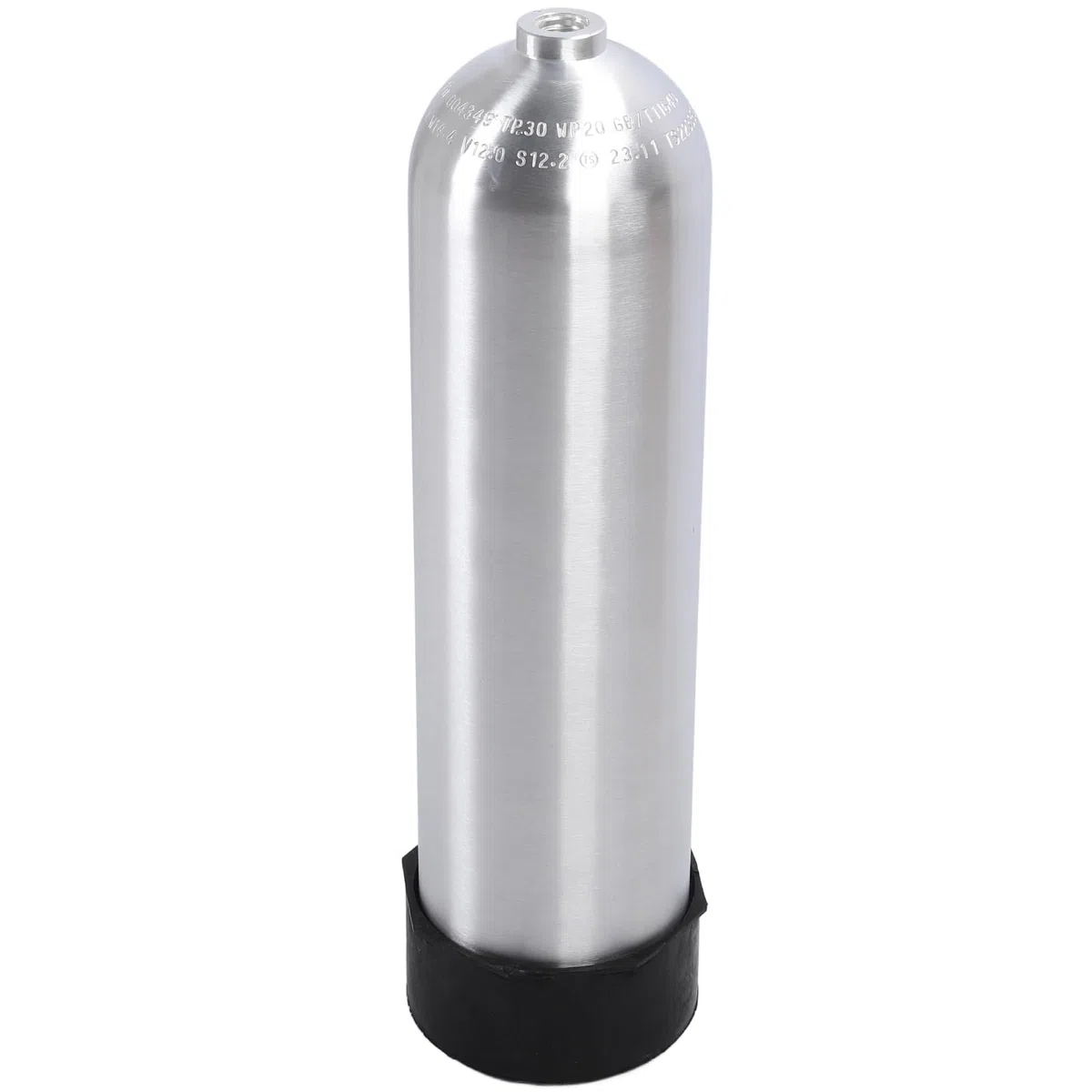 Bouteille de plongée Professionnelle 12 L en Alliage d'aluminium Poli, Haute Pression, Portable, avec raccord de Valve et Base.