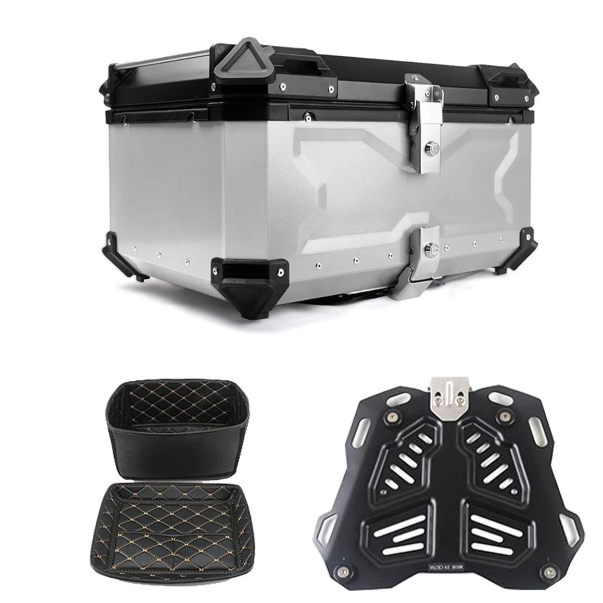 28L 36L 45L 55L 65L 80L 100L Top Case Moto Top Case Lock Storage Carrier Case Tail Box Système de dégagement Rapide Aluminium/Noir/D-100L Decoration