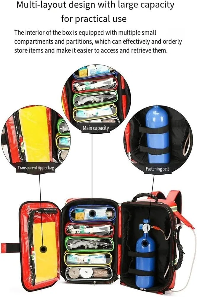 Kit de premiers secours, trousse médicale à rouleau vide, trousse de premiers secours de grande capacité avec compartiments, convient pour les infirmières à domicile