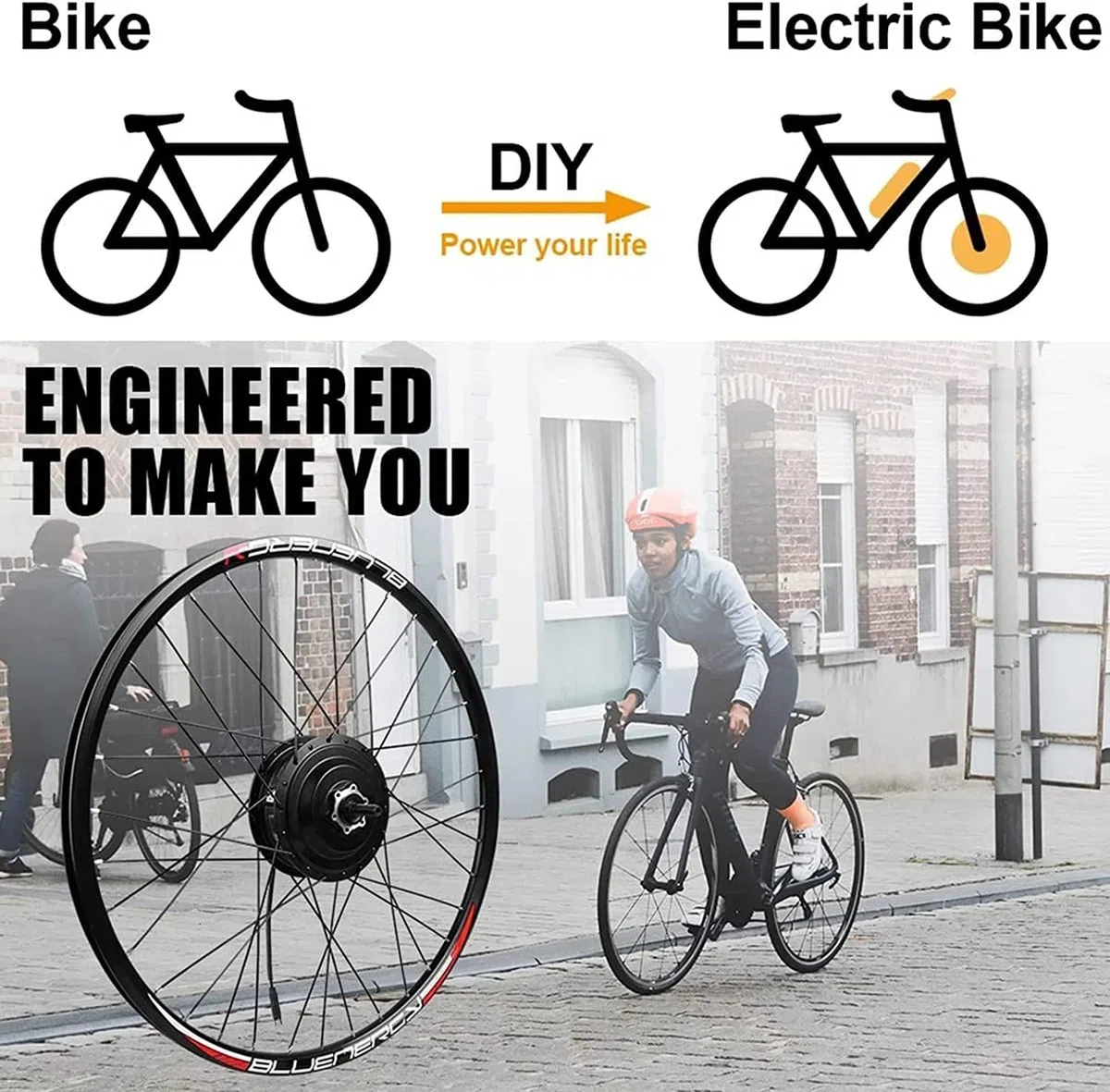 20 ", 24", 26 ", 27,5", 28 ", 29", 700c Kit de Conversion de vélo électrique pour Roue Avant Kit de Conversion de vélo électrique Kit de vélo électrique avec écran LCD 48V/500W-24inch