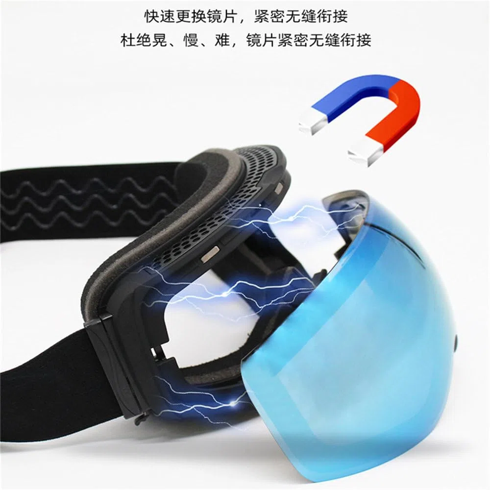 Lunettes de ski magnétiques pour homme et femme - Double couche - Anti-buée - Changement rapide - Équipement de sport en plein air