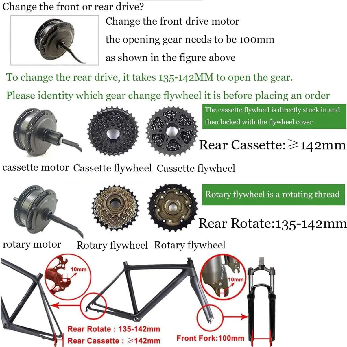 20 ", 24", 26 ", 27,5", 28 ", 29", 700c Kit de Conversion de vélo électrique pour Roue Avant Kit de Conversion de vélo électrique Kit de vélo électrique avec écran LCD 48V/500W-24inch
