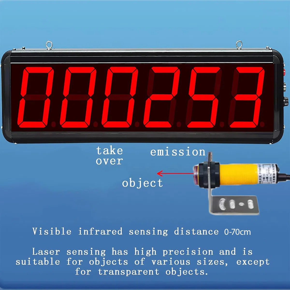 Compteur numérique LED avec télécommande, capteur de 10 à 70 cm, mémoire de mise hors tension, pour la ligne de production, comptage et emballage des marchandises