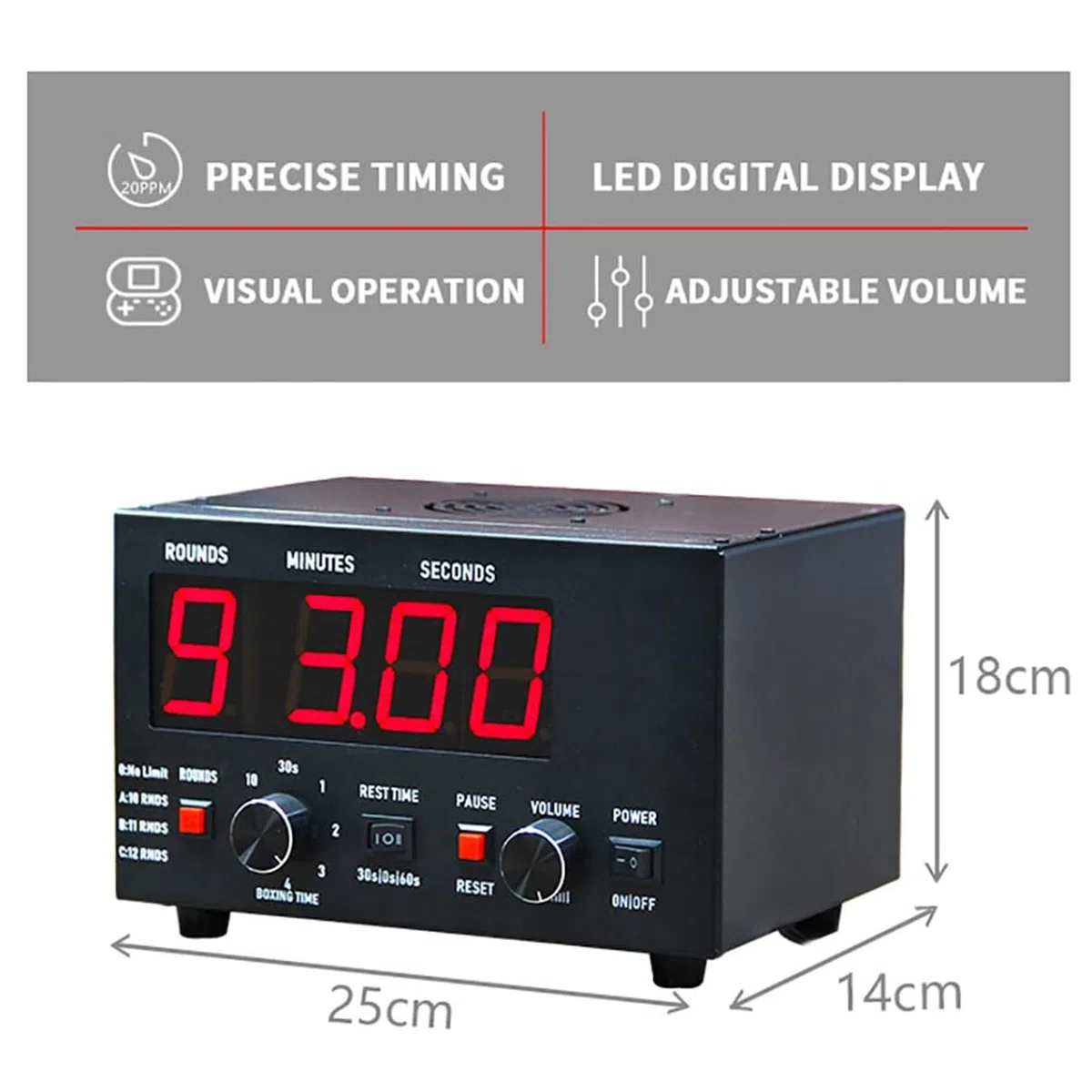 Minuteur d'intervalle avec buzzer, affichage LED, parfait pour la maison, le garage et l'entraînement en plein air