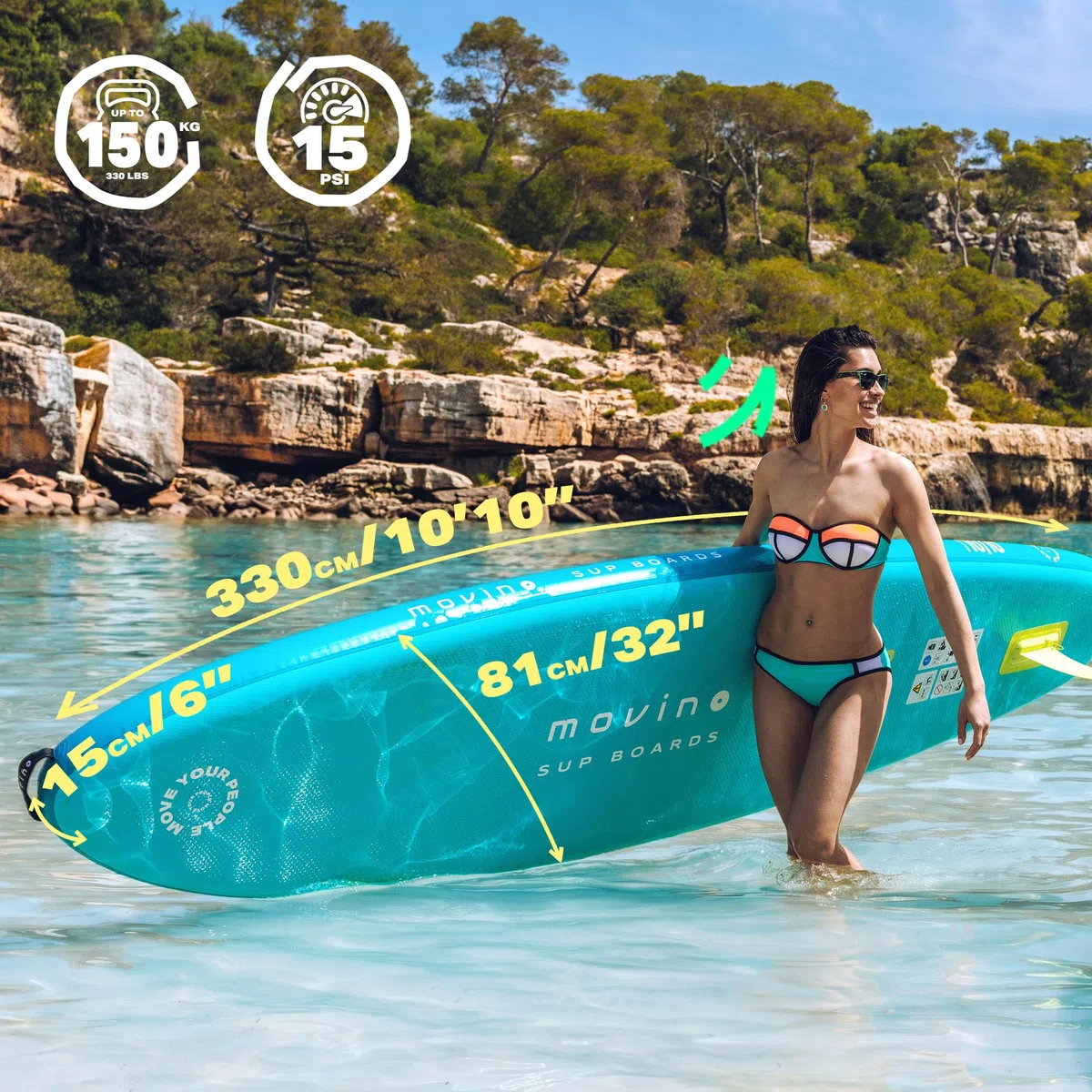 Movino Garda Allround 10'10 Sup Stand Up Paddling Board Set Planche de Stand Up Paddle Gonflable Légère Pagaie de Stand Sup Boards Et Accessoires Eau Sport 330 cm