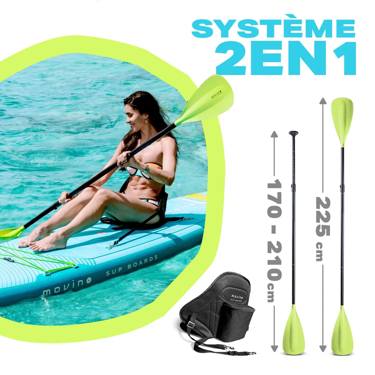 Movino Garda Allround 10'10 Sup Stand Up Paddling Board Set Planche de Stand Up Paddle Gonflable Légère Pagaie de Stand Sup Boards Et Accessoires Eau Sport 330 cm