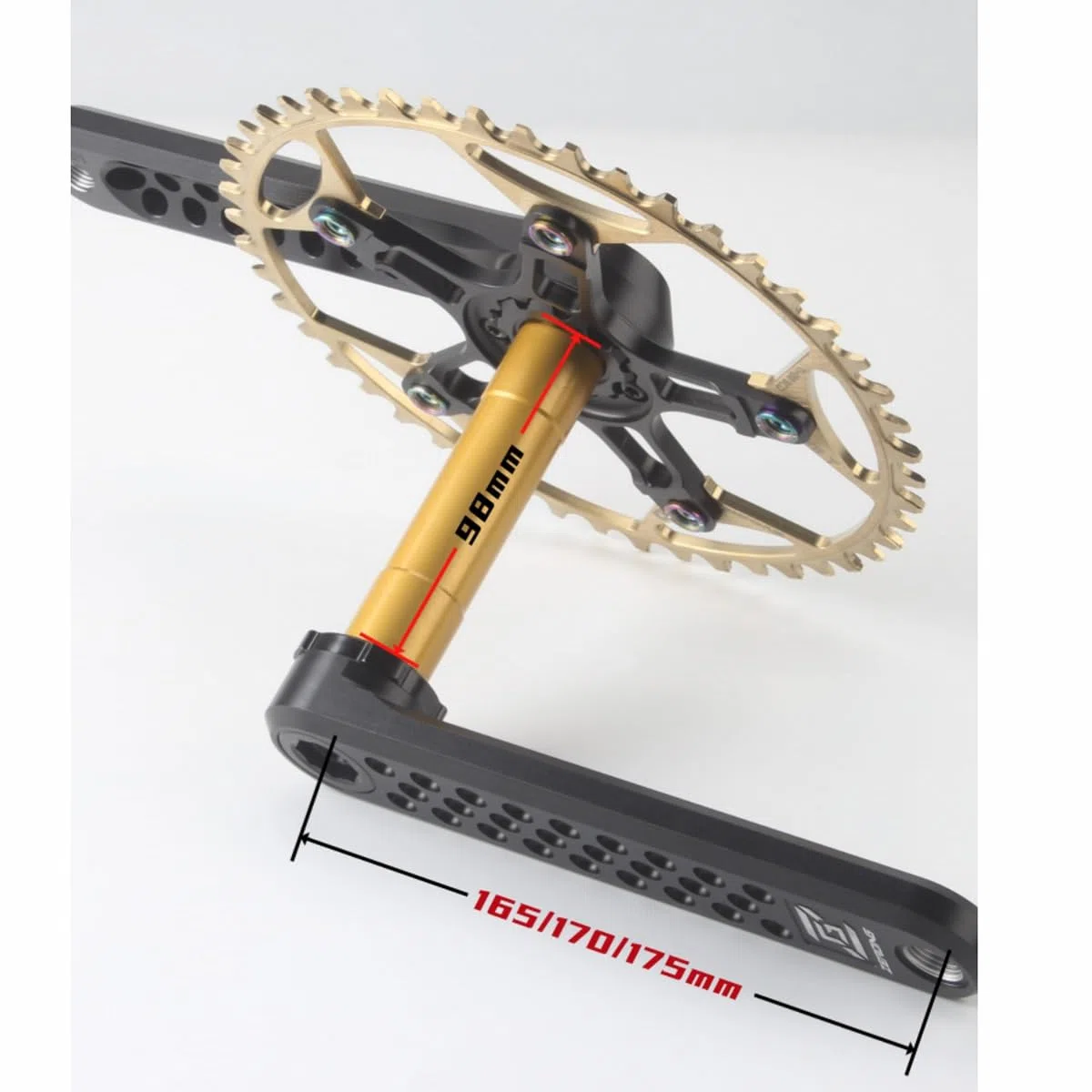 Pédalier intégré Creux pour vélo de Route, 165 à 175 mm, entraxe 130 BCD, Plateau Unique 48/52 Dents, Alliage, pour 8 ou 12 Vitesses, avec boîtier de pédalier.