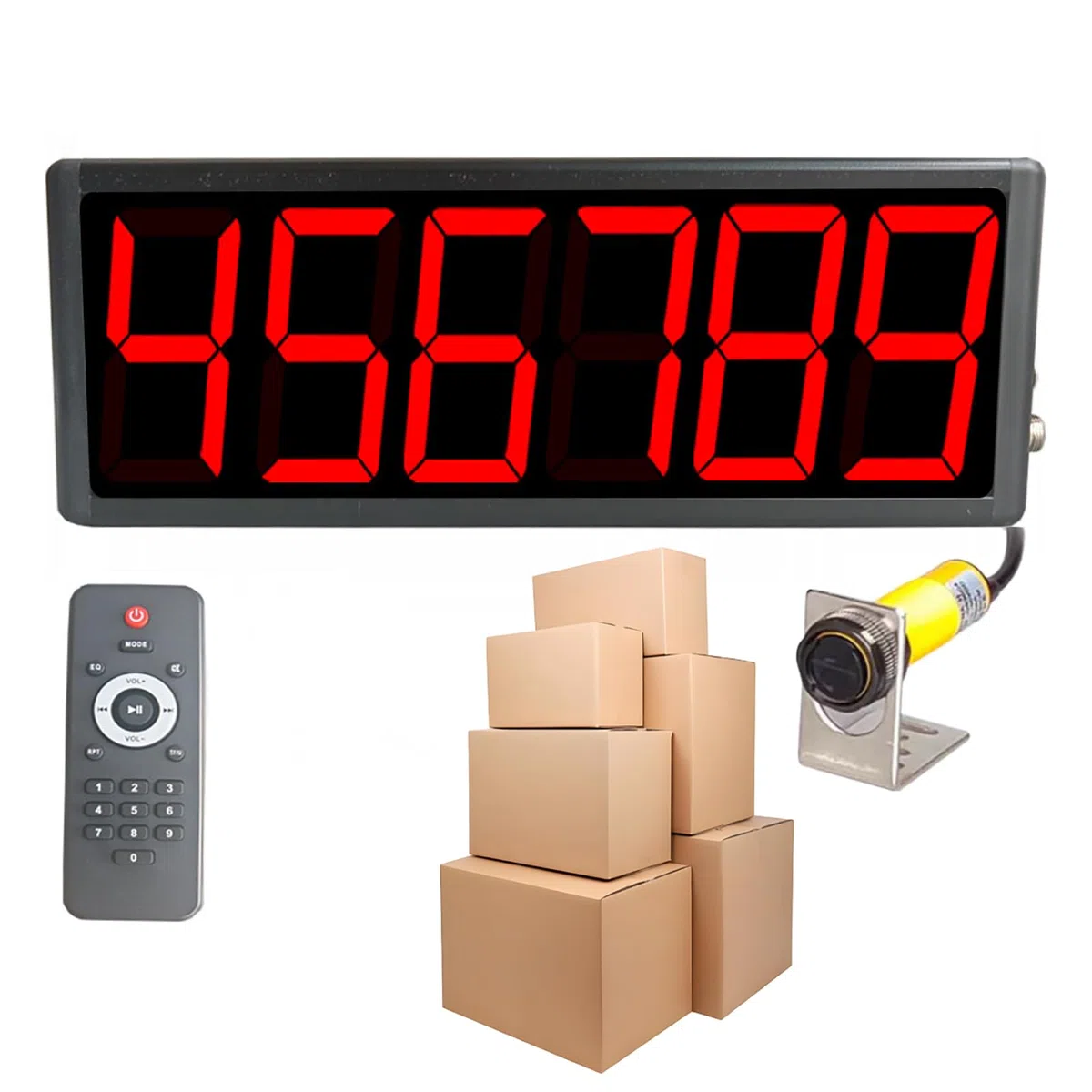 Compteur numérique LED avec télécommande, capteur de 10 à 70 cm, mémoire de mise hors tension, pour la ligne de production, comptage et emballage des marchandises