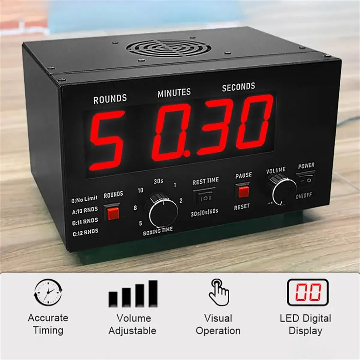 Minuteur d'intervalle avec buzzer, affichage LED, parfait pour la maison, le garage et l'entraînement en plein air
