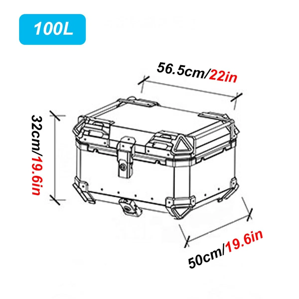 28L 36L 45L 55L 65L 80L 100L Top Case Moto Top Case Lock Storage Carrier Case Tail Box Système de dégagement Rapide Aluminium/Noir/D-100L Decoration